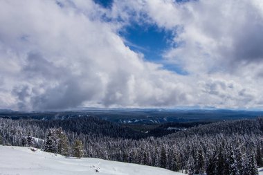 Karlı dağların güzel kış manzarası