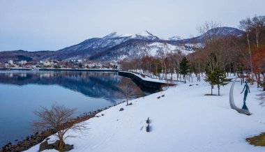 Gölü olan güzel kış manzarası