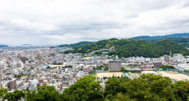 Japonya 'daki Kobe şehrinin hava görüntüsü