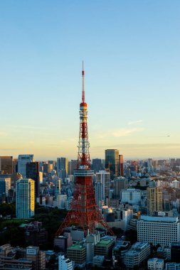 Tokyo, Japonya silueti ve Tokyo kulesi..