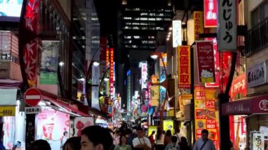 Tokyo, Japonya - 26 Mayıs, 2016: Tokyo caddesinde yürüyen insanlar, gece vakti.