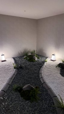 Tahta bankta spa taşları