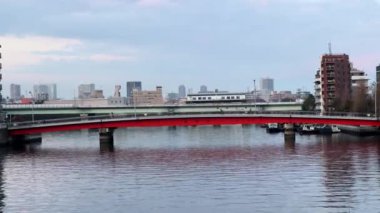 Tokyo, Japonya - Haziran 1702 0 16: Tokyo Nehri 'nden Tokyo silueti.