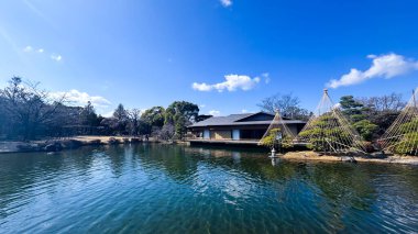 Arkasında bir göl olan güzel bir manzara.