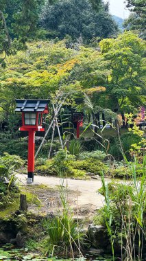 Japon pavyonunun parktaki dikey görüntüsü