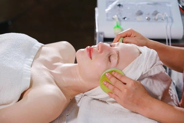 stock image caucasian white woman relaxing in spa massage