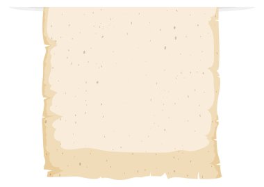 Template in a hanging scroll with ripped borders. Design isolated in cartoon style.