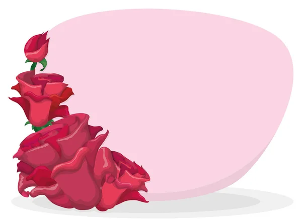 Пустой Шаблон Знака Красивым Расположением Розовых Роз Стебель Бутон Дизайн — стоковый вектор