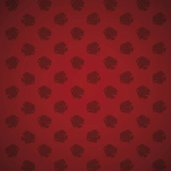 Red Background Gradient Effect Decorated Dark Silhouette Pattern Roses — стоковый вектор