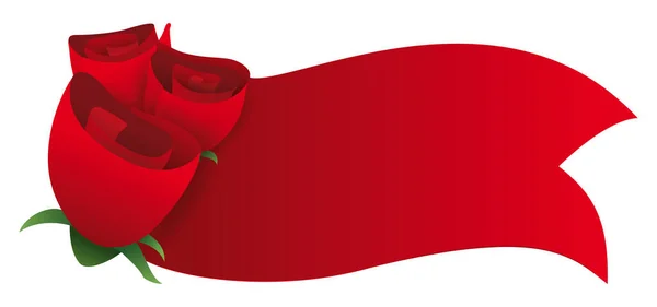 Template Red Ribbon Three Roses Special Events Design Gradient Effect — Image vectorielle