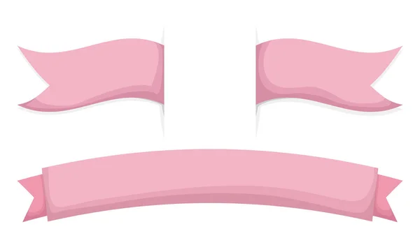 Template Three Pink Ribbons One Long Others Divided Design Cartoon — ストックベクタ