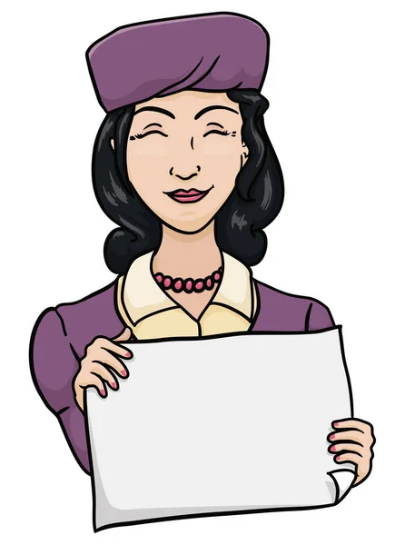 Mujer Glamurosa Con Peinado Retro Ropa Púrpura Con Collar Sombrero — Archivo Imágenes Vectoriales