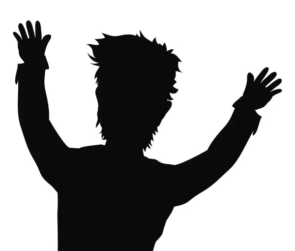 高举双手 被捕或停止手势的男人的黑色轮廓 — 图库矢量图片
