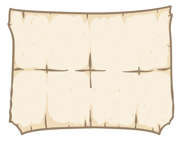 Papiro Antico Spiegato Rotolo Stile Cartone Animato Contorni — Vettoriale Stock