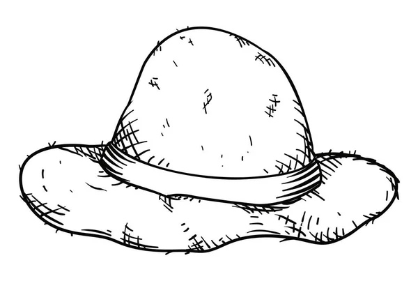 带带子的孤立的稻草和乡村帽 手绘设计风格 — 图库矢量图片