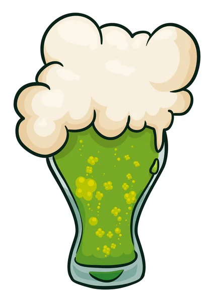 Bière Verte Pétillante Spéciale Servie Dans Verre Pilsner Avec Mousse — Image vectorielle