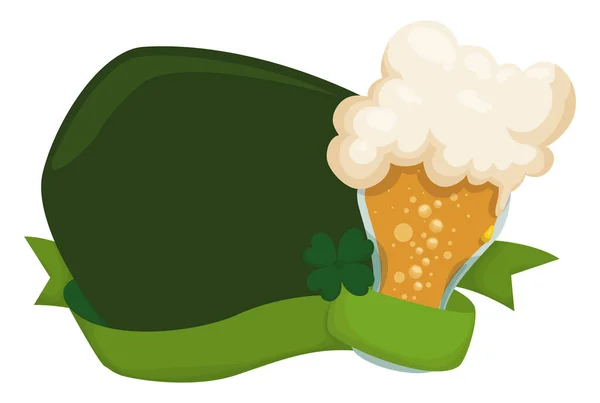Modèle Avec Délicieuse Bière Servie Dans Verre Pilsner Trèfle Quatre — Image vectorielle