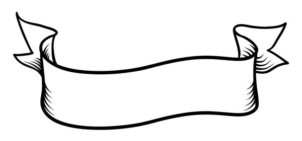 Шаблон ленты с кудрявым эффектом в ретро стиле и контурах. Окраска в контуры на белом фоне.