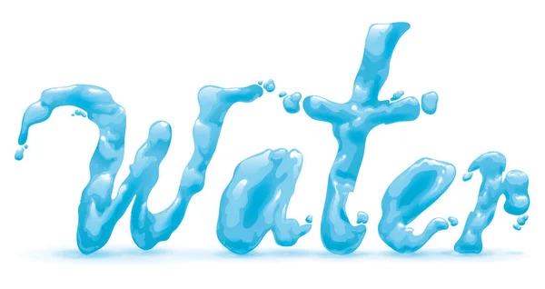 Banner Met Het Woord Water Vloeistof Waterig Effect Geïsoleerd Ontwerp — Stockvector