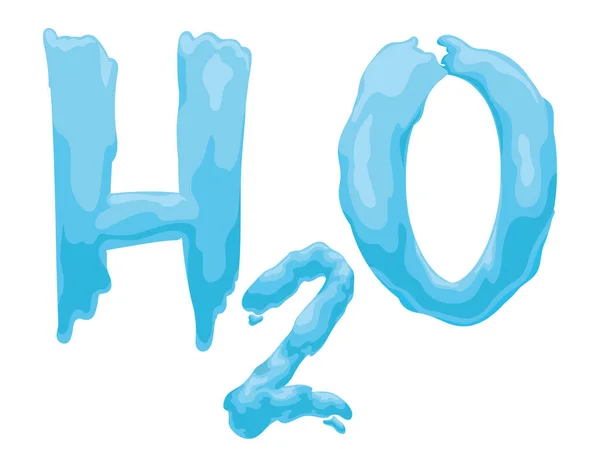 白色背景的卡通风格的H2O蓝色和水色标志 — 图库矢量图片