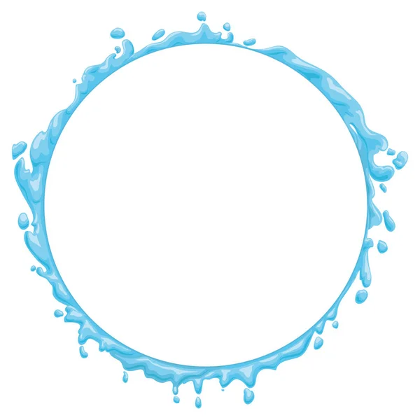 Modèle Avec Espace Vide Rond Décoré Avec Cadre Aqueux Bleu — Image vectorielle