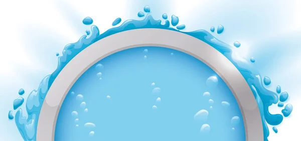 半圆形模板 内饰气泡状 银色框架 蓝光和水花 渐变风格设计 — 图库矢量图片