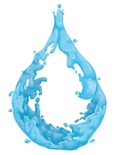Aliran Air Membentuk Setetes Biru Desain Diisolasi Dalam Gaya Kartun - Stok Vektor