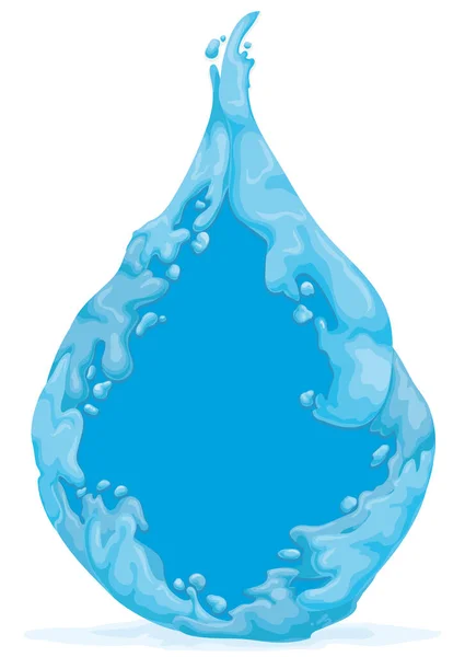蓝色的滴状模板 框架用水流制成 卡通风格设计 — 图库矢量图片