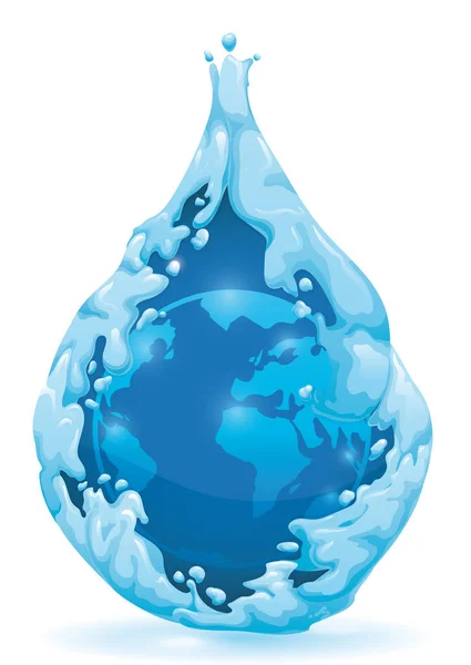 蓝色设计 水流呈滴状 覆盖蓝色地球 梯度式设计 — 图库矢量图片