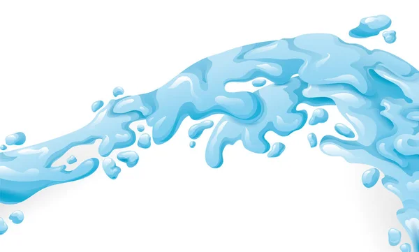 Bannière Horizontale Avec Flux Eau Bleu Dégradé Sur Fond Blanc — Image vectorielle
