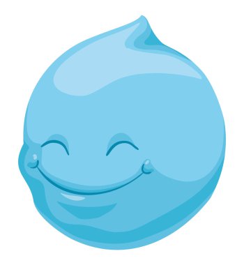 Şirin yüzlü ve kapalı gözlü mavi damlacık. Çizgi film tarzında izole tasarım.