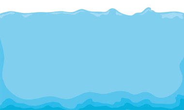 Üzerinde çizgi film tarzında dalgalanmalar olan mavi bir su kütlesi görünümü şablonu.