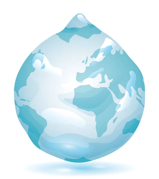 球状物呈滴落状 蓝色的大陆轮廓在里面 梯度效应设计 — 图库矢量图片
