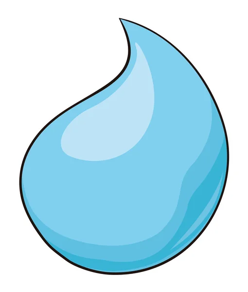 Gota Agua Con Interior Azul Efecto Brillante Estilo Dibujos Animados — Vector de stock