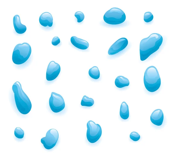 Gemischtes Set Mit Blauen Wassertropfen Gradienten Effekt Auf Weißem Hintergrund — Stockvektor