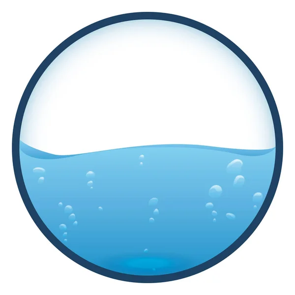 Botón Redondo Con Marco Medio Lleno Agua Burbujas Diseño Efecto — Vector de stock