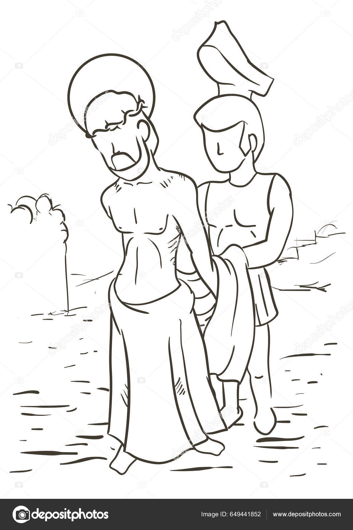 Dibujo Del Vía Crucis Que Representa Estación Diez Jesús Quita