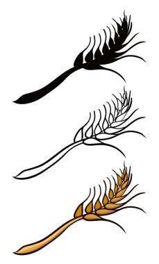 Buğday kümesinin üç farklı versiyonu vardır: siyah siluet, renklendirme ve çizgi film tarzı ana hatları..