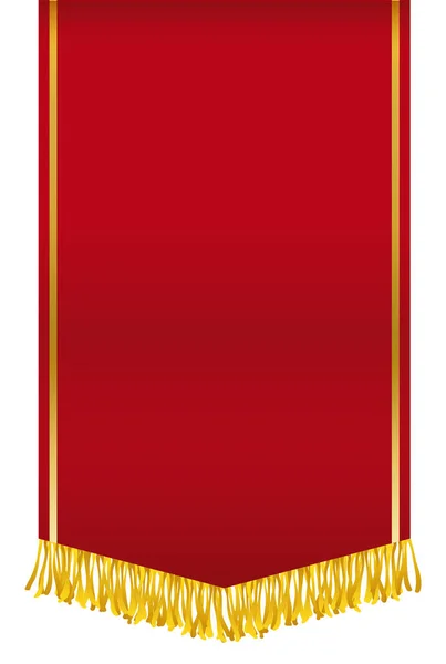 Pennant Vertical Rouge Avec Des Rubans Dorés Des Franges Bas — Image vectorielle