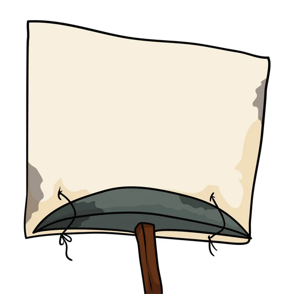 ピック斧に貼られた空白の紙で作られたバナーテンプレート 白を基調とした漫画風のデザイン — ストックベクタ