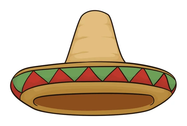 Sombrero Tradicional Sombrero Charro Estilo Dibujos Animados Decorado Con Triángulos — Archivo Imágenes Vectoriales