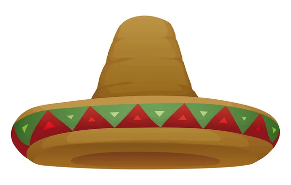 Chapeau Mexicain Traditionnel Sombrero Avec Les Couleurs Drapeau Mexicain Sur — Image vectorielle