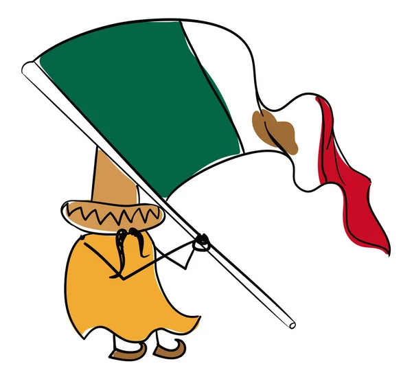 Gekritzel Eines Traditionellen Mexikanischen Charakters Mit Großem Poncho Charrohut Oder — Stockvektor