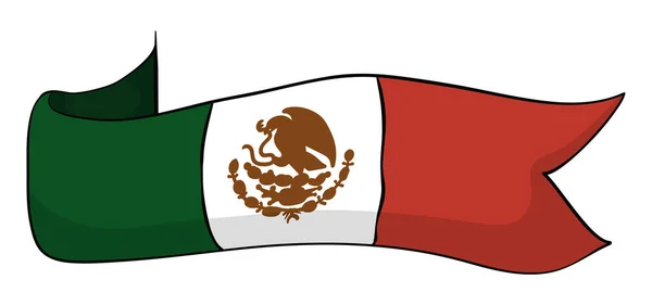 Cinta Como Una Bandera Mexicana Con Efecto Doblado Estilo Dibujos — Archivo Imágenes Vectoriales