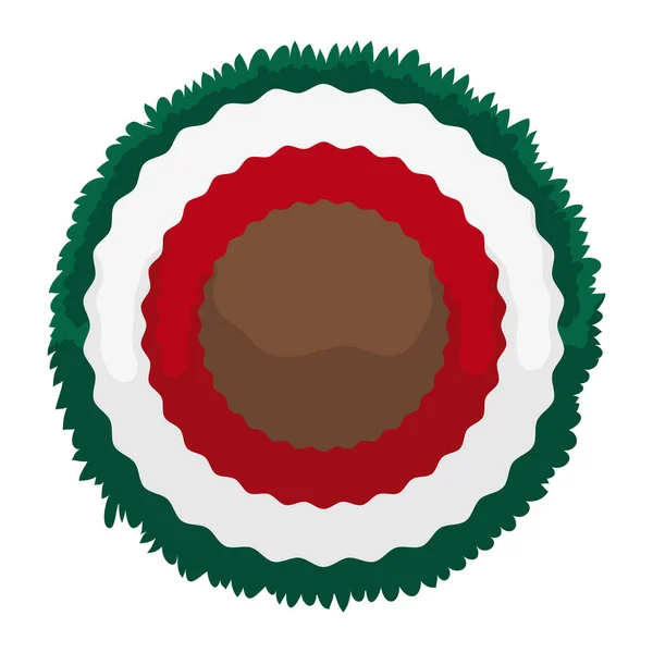 用墨西哥色彩的五彩斑斓的树叶制成的孤立圆形按钮 红色和棕色的卡通风格 — 图库矢量图片
