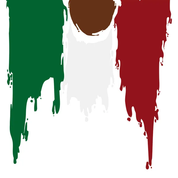 Schizzi Vernice Con Colori Della Bandiera Messicana Rosso Bianco Verde — Vettoriale Stock