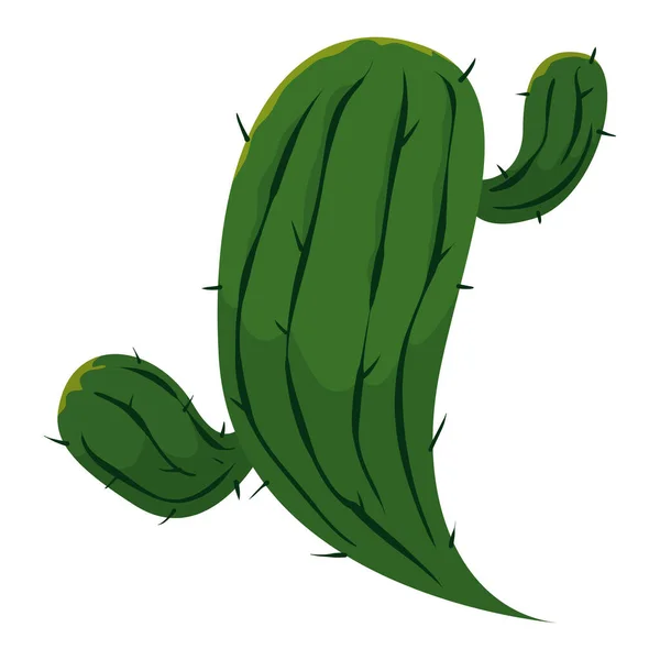 Zelený Kaktus Trny Kresleném Stylu Izolované Bílém Pozadí — Stockový vektor
