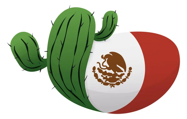 Подпишите Мексиканский Флаг Кактусом Гербом Силуэте Изолированный Дизайн Эффектом Градиента — стоковый вектор