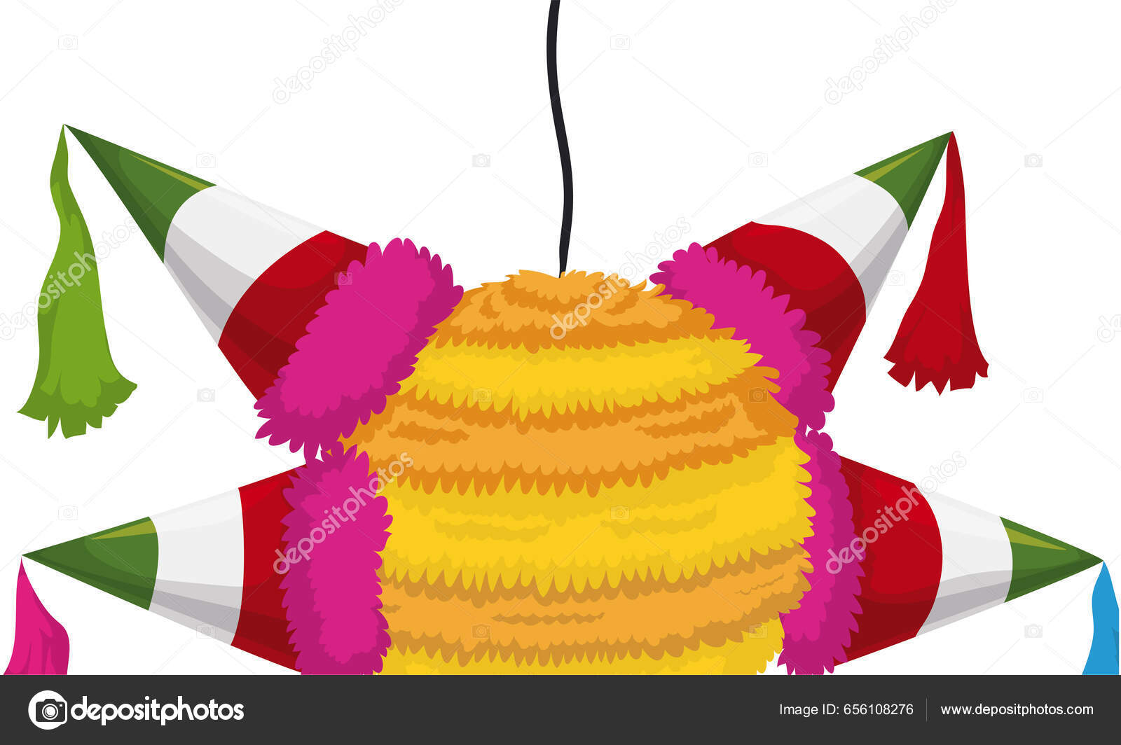 View Colorful Pinata Hanging Rope Cartoon Style Design White Background  Stock Vector by ©PenWin 656108276
