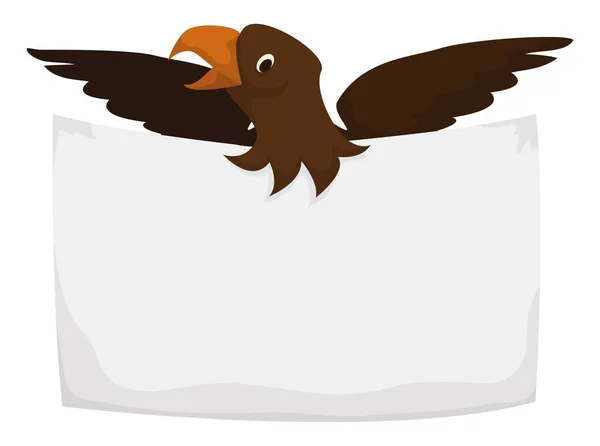 卡通风格空白纸后面的褐色鹰形模板 — 图库矢量图片